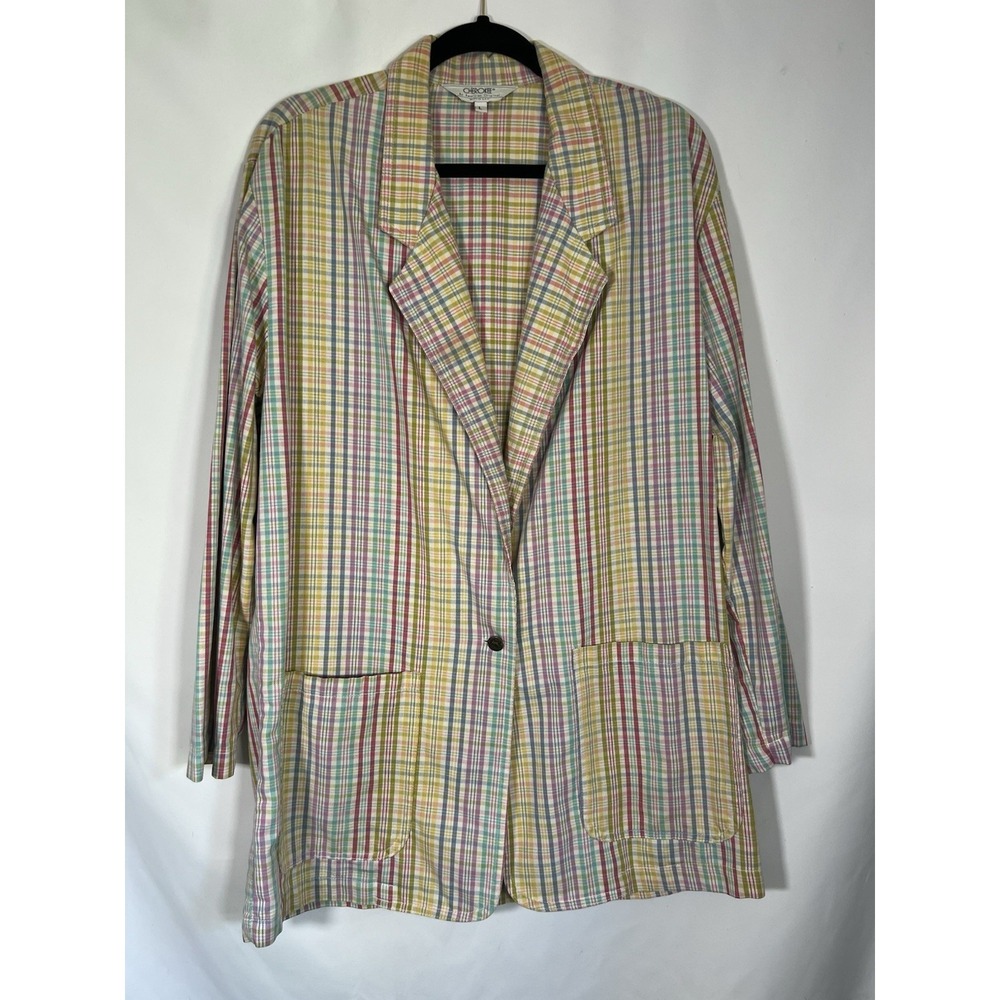 VNG Cherokee Pastel Stripped One Button Blazer Size L Classic Preppy USA Made